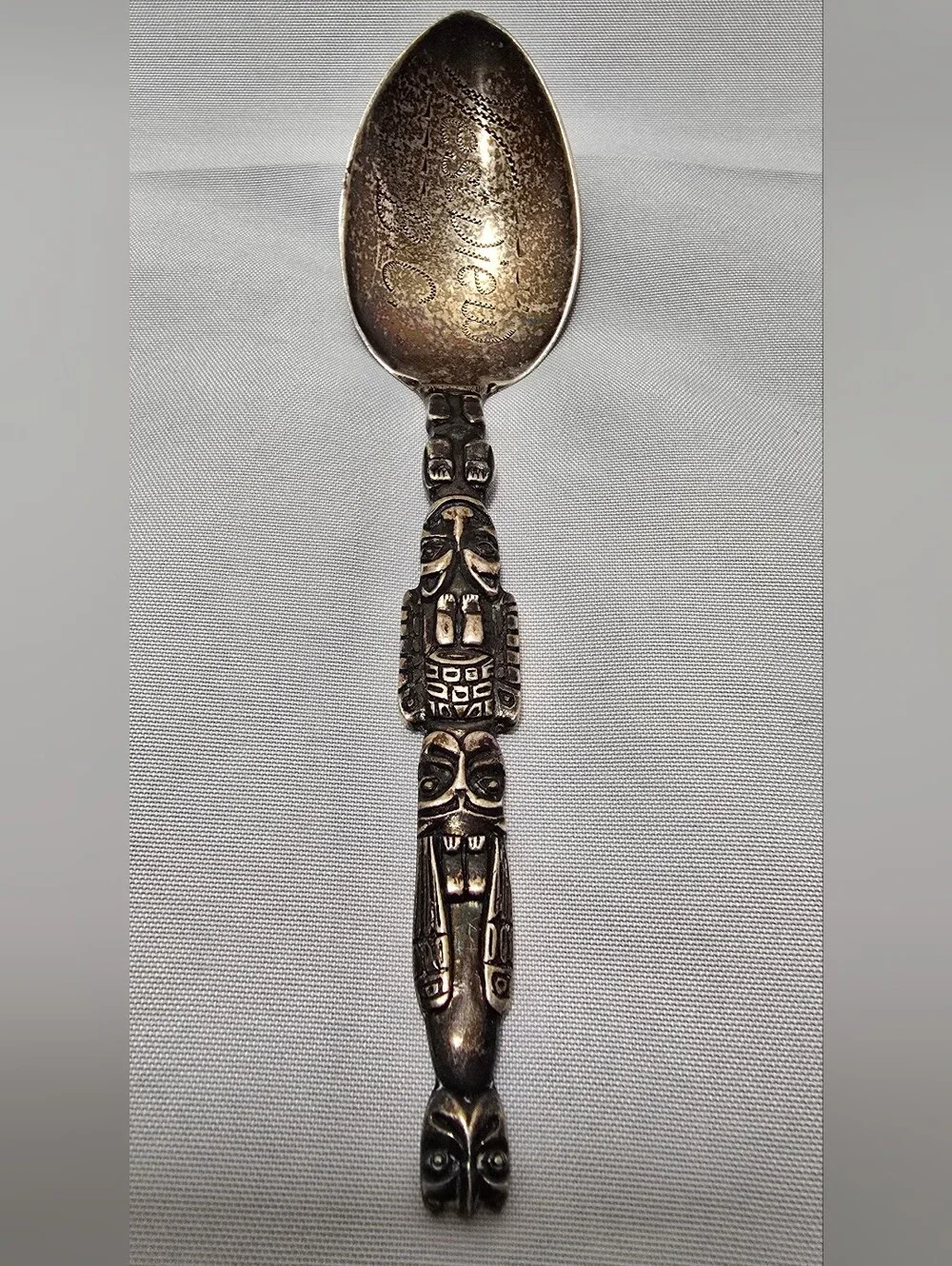 Vintage Sterling Silver British Columbia Totem Pole Souvenir Spoon
